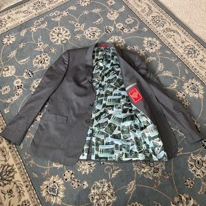 Men’s grey suit jacket, silk lined